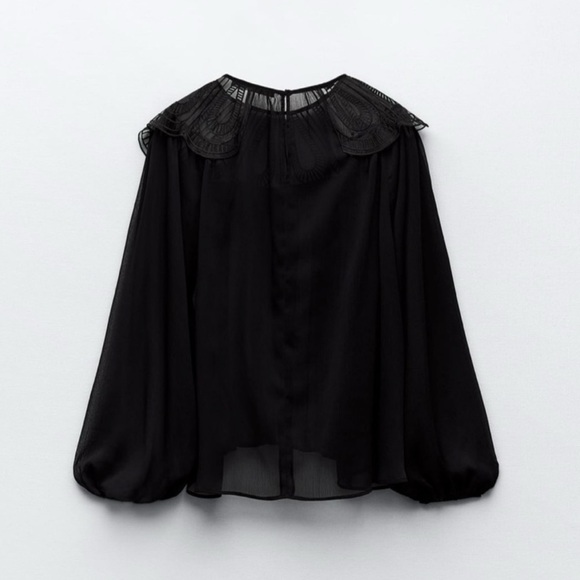 Zara Organza Bib Collar Blouse - Picture 5 of 9